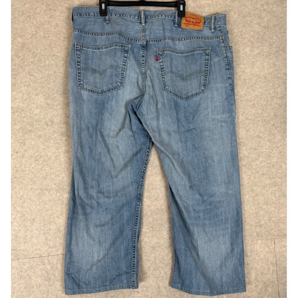 Levi's 559 Relaxed Straight Jeans 44x30 Light Wash Denim Blue 01559-0055